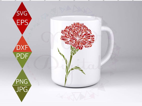 Red Carnation Flower Svg