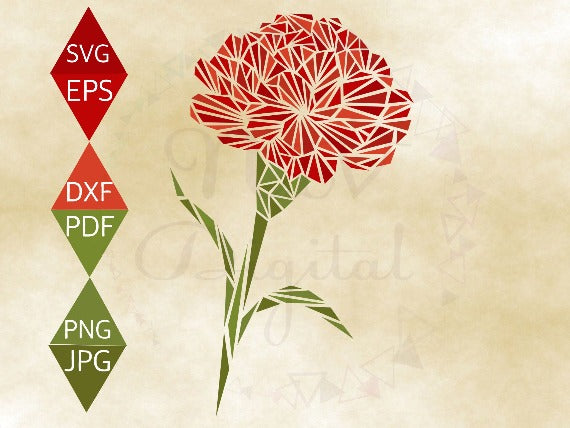 Red Carnation Flower Svg