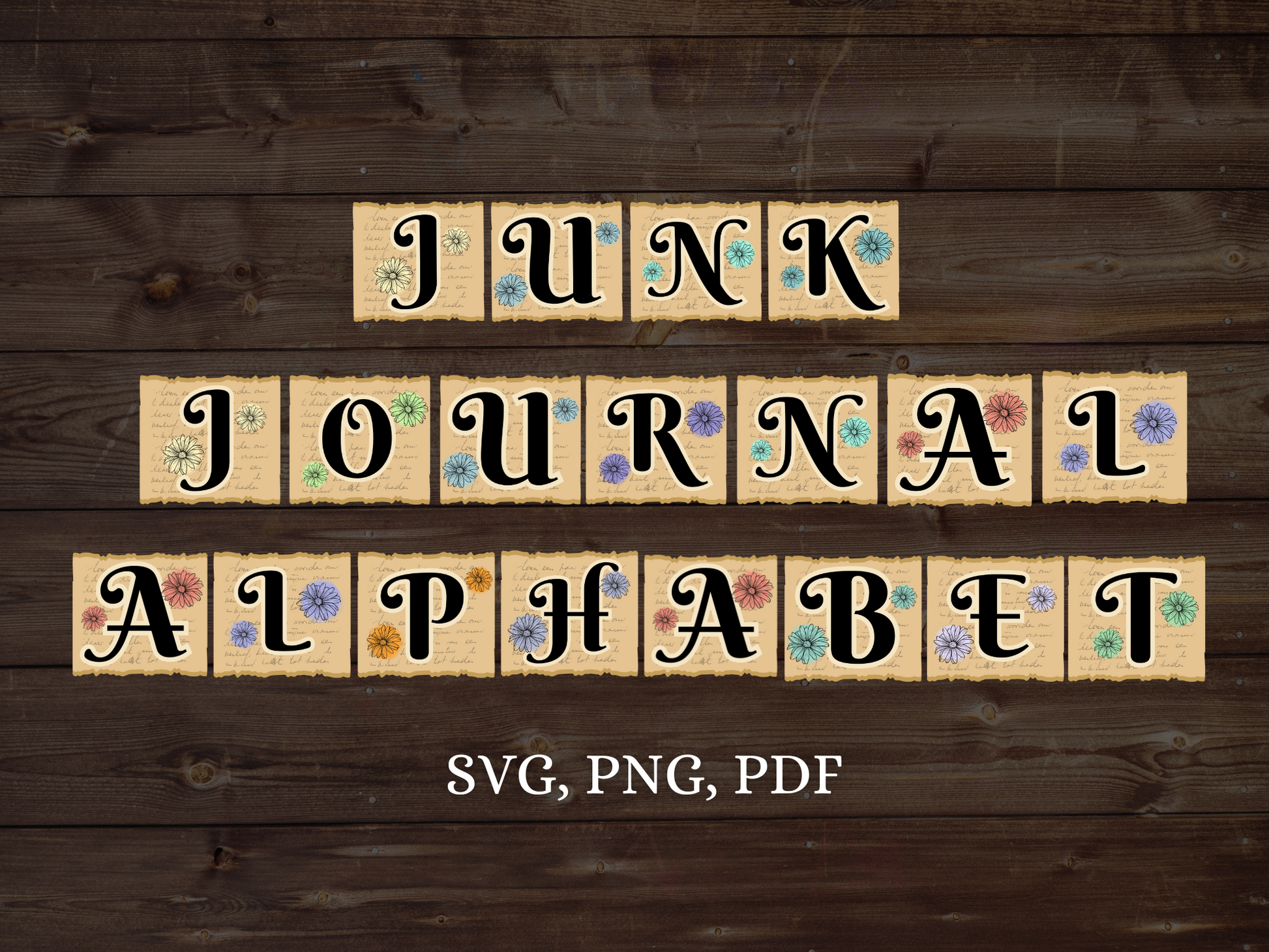 Set of 36 Junk Journal Letter Png