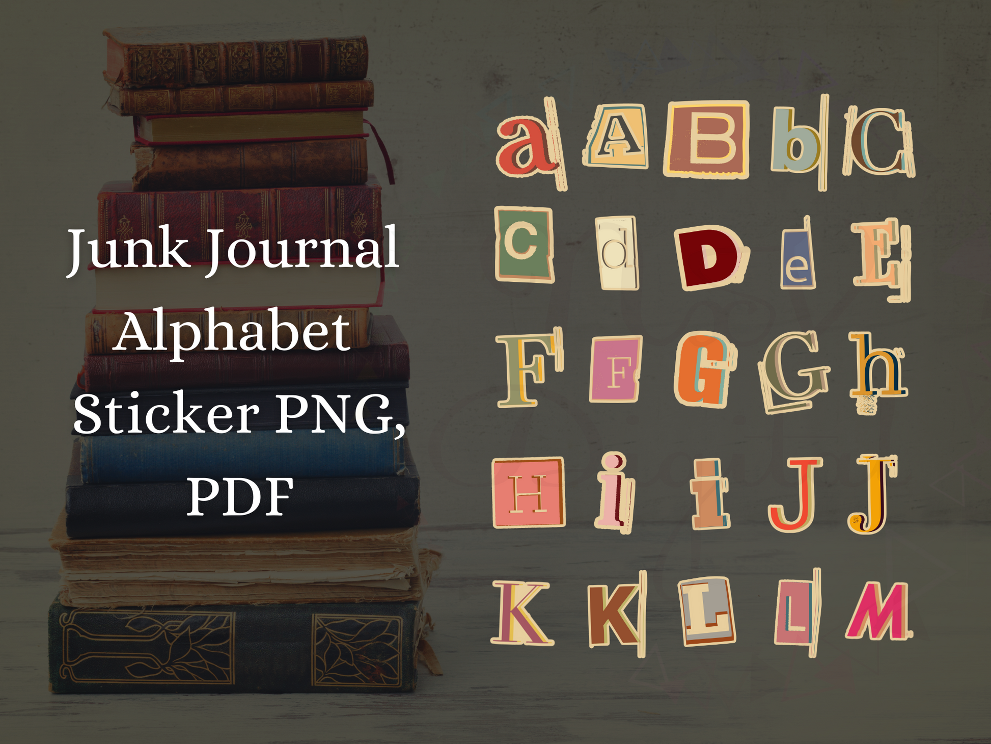  Cute Vintage Colour Alphabet Sticker bundle Png