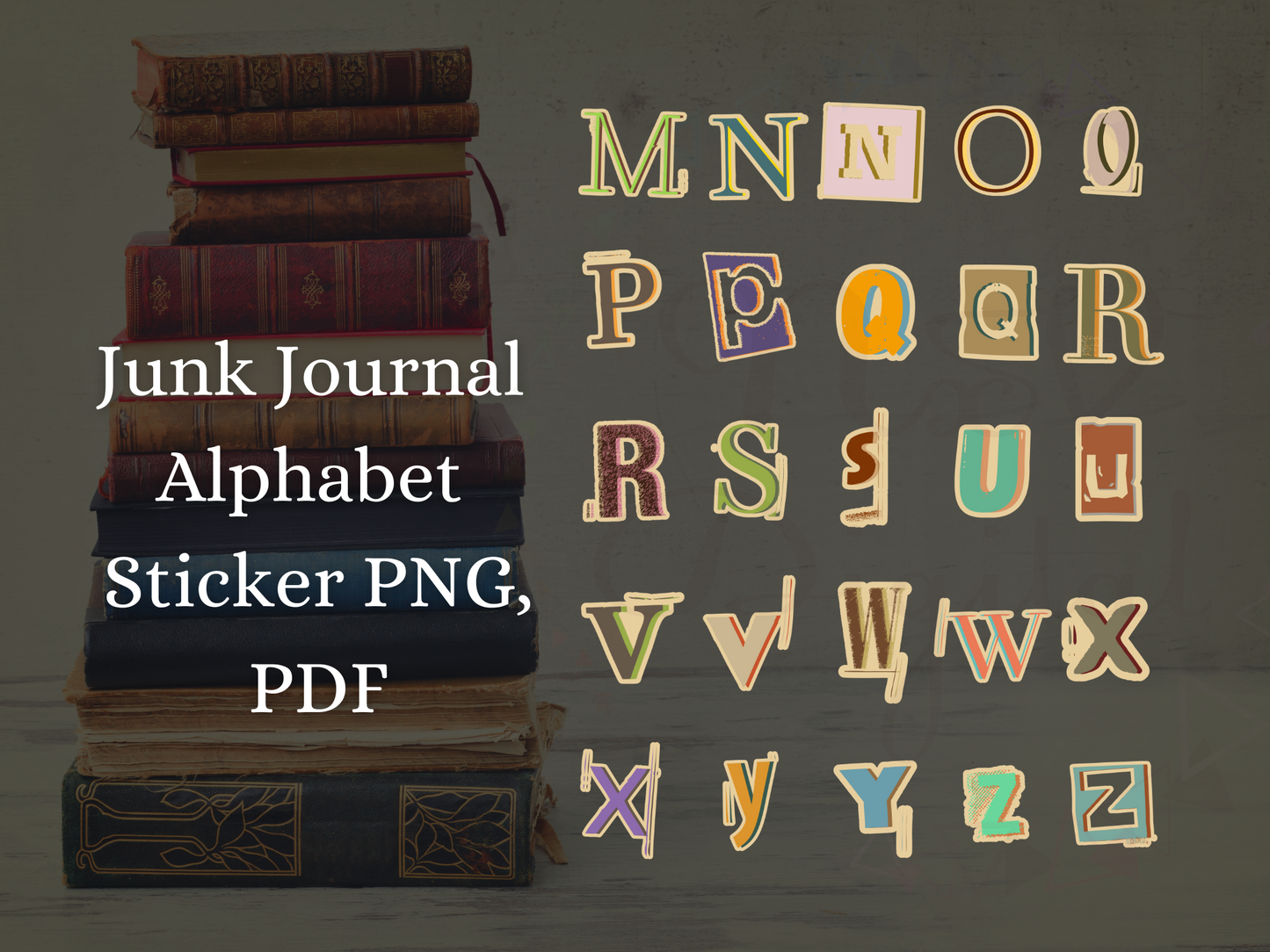  Cute Vintage Colour Alphabet Sticker bundle Png