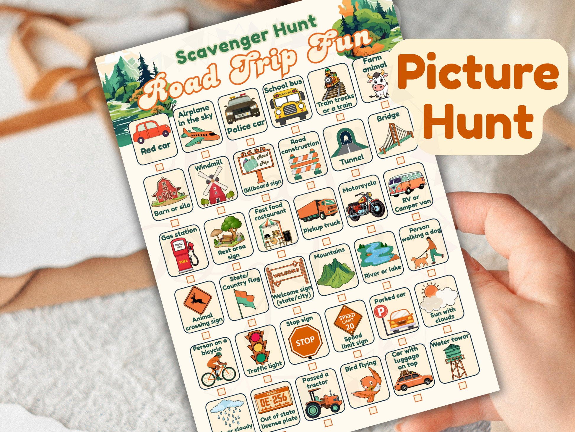 Car travel games for kids, printable and easy to use