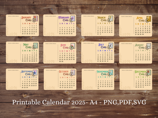 Post Card Calendar 2025 Floral Postage Stamp