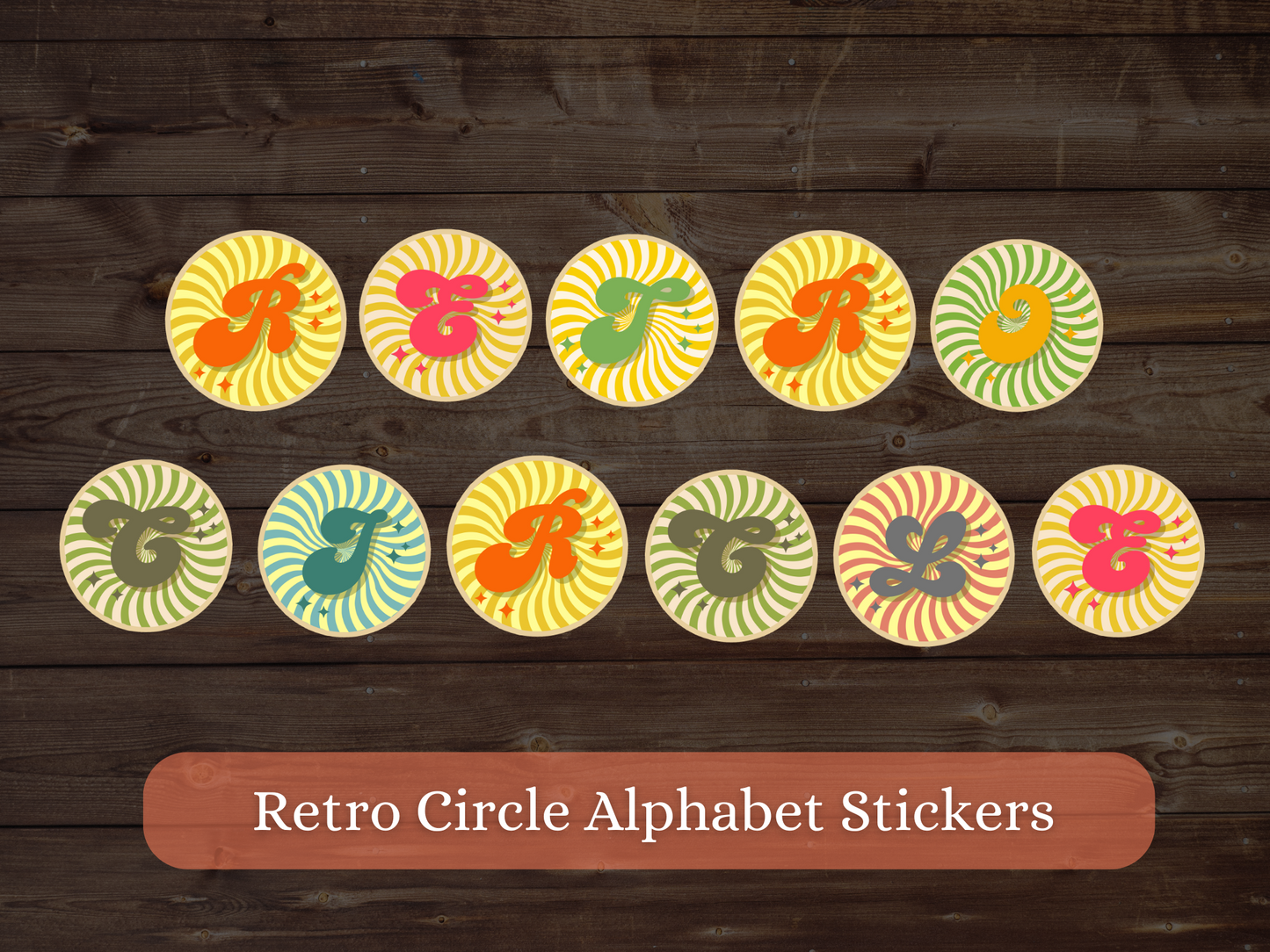 Retro Circle Alphabet Png