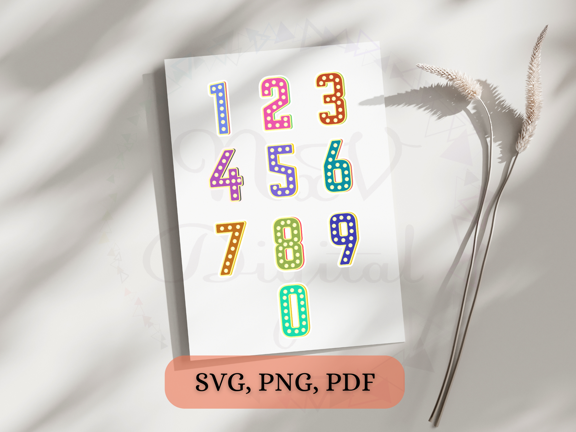 Set of 10 Retro Number Png