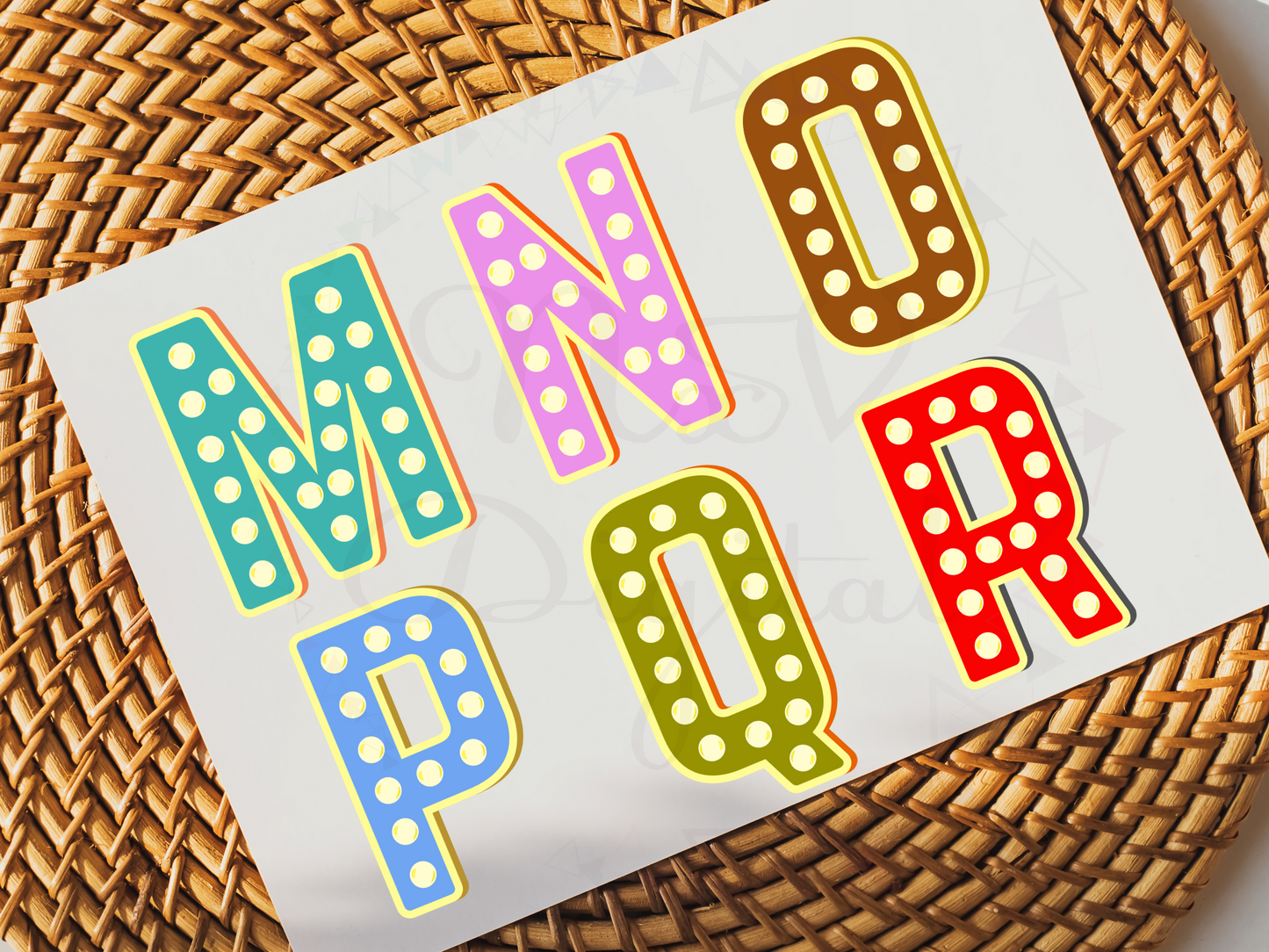 Retro Alphabet Doodle Lightbulb Gift Tag Png