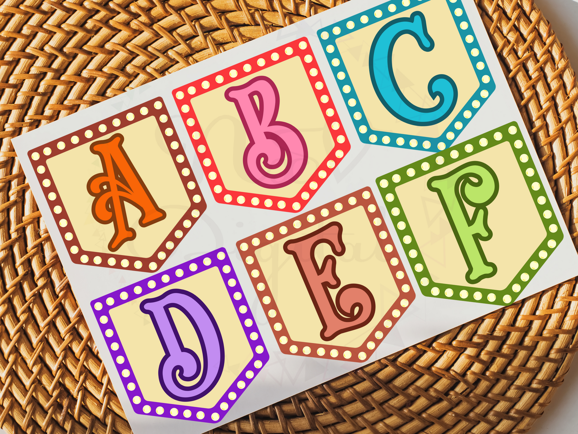 Set of 36 Retro Letter Png