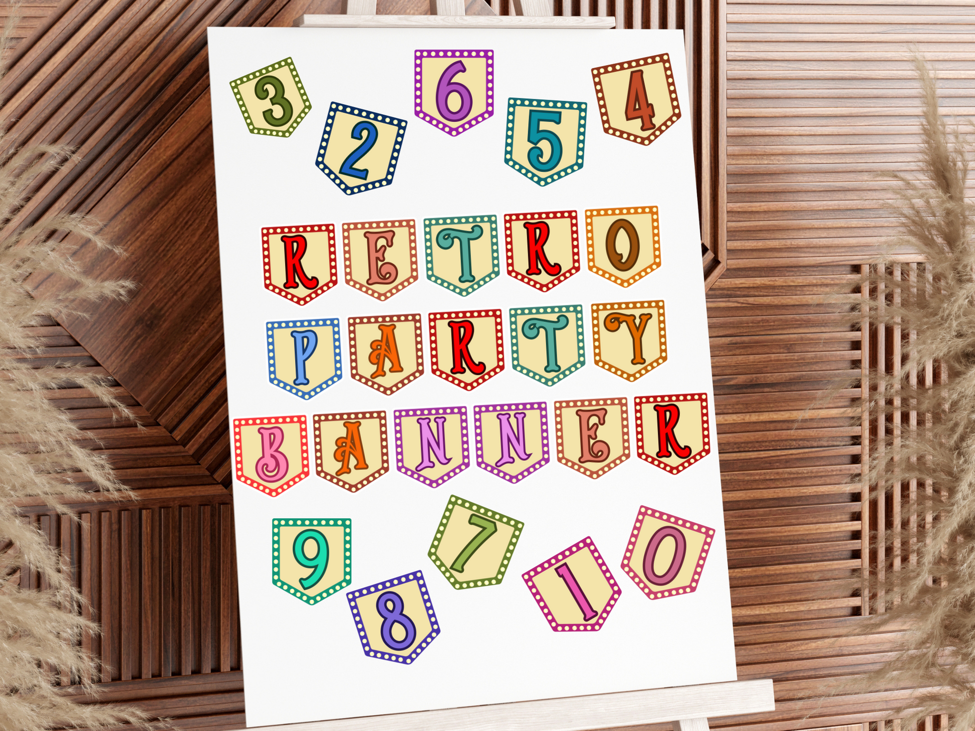 Retro Party Banner Alphabet cutout