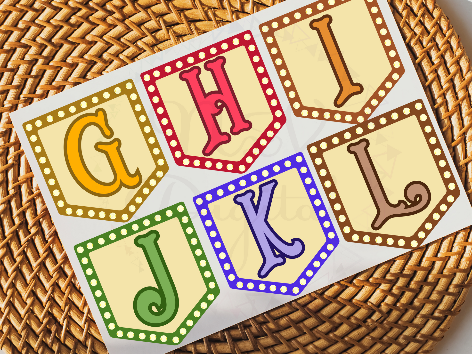  Retro Alphabet Doodle  Gift Tag Png