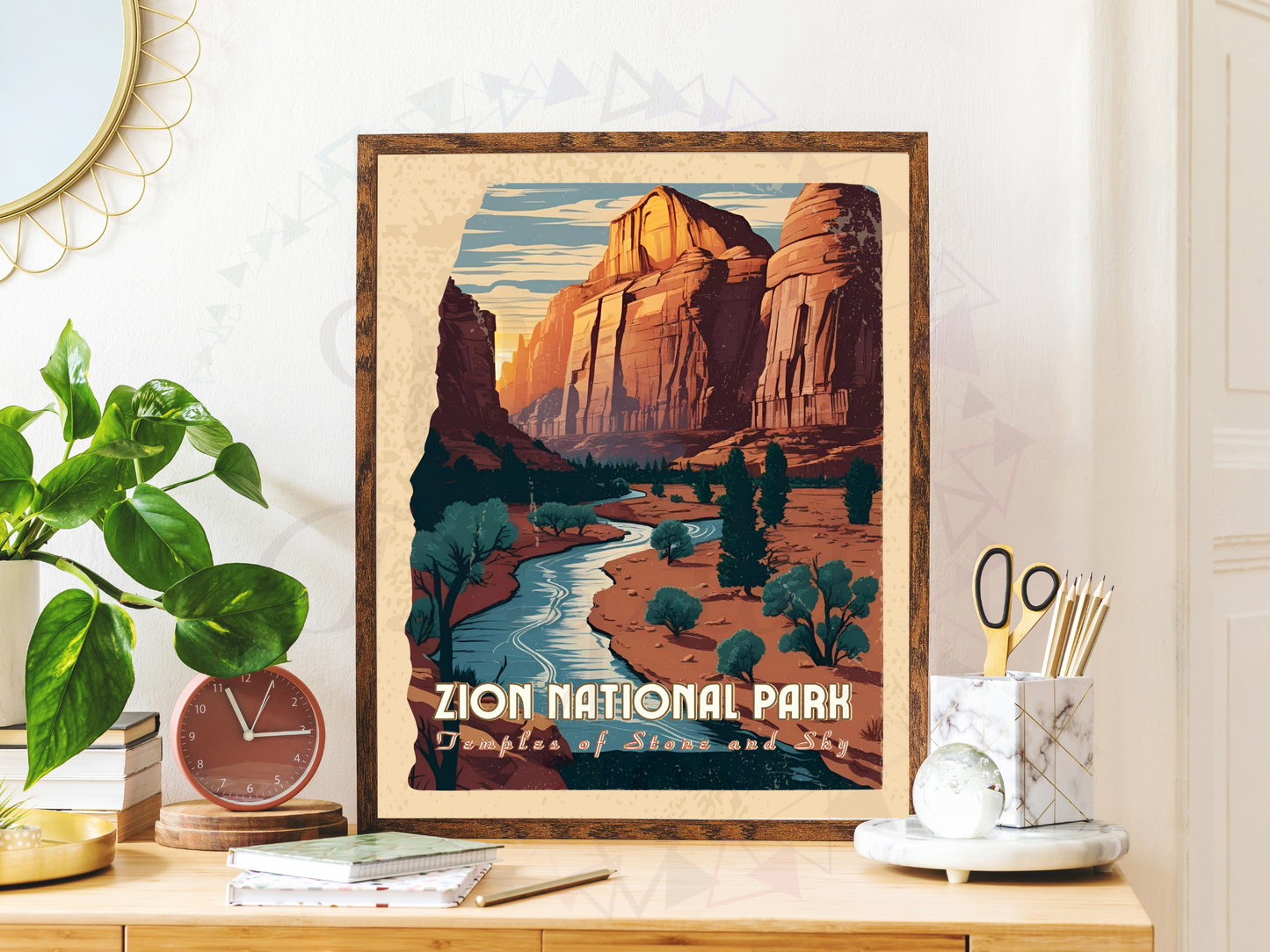 Zion National Park Vintage Poster | Utah Travel Wall Art Print