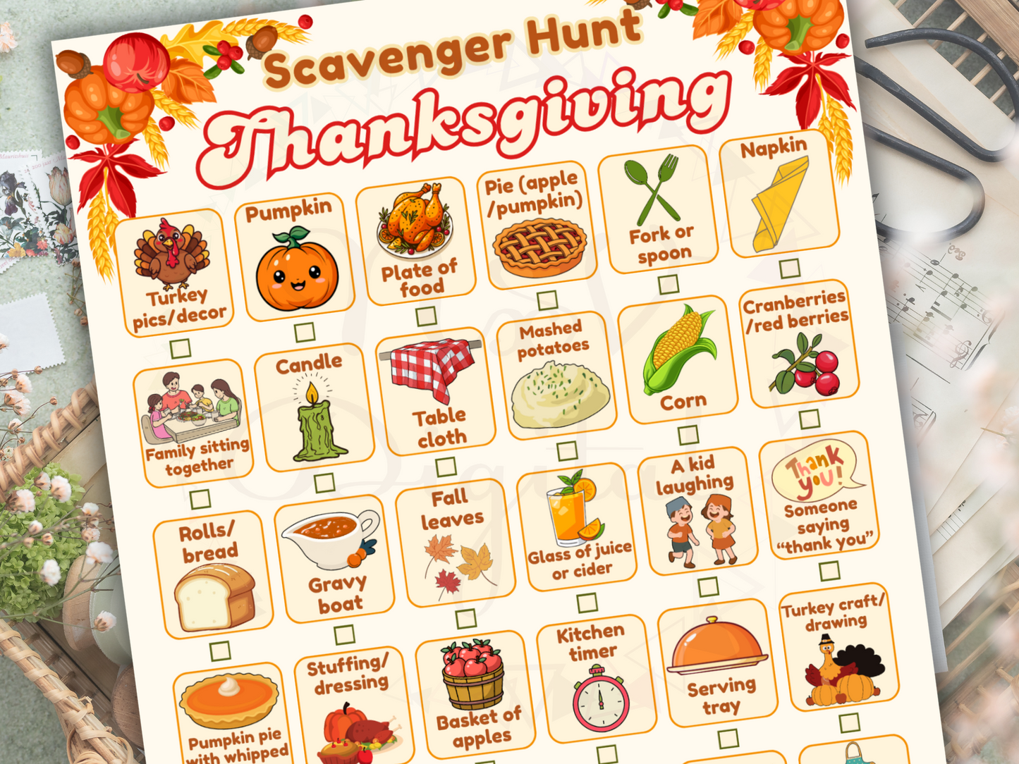Thanksgiving Scavenger Hunt Printable – Fun Kids & Family Holiday Game