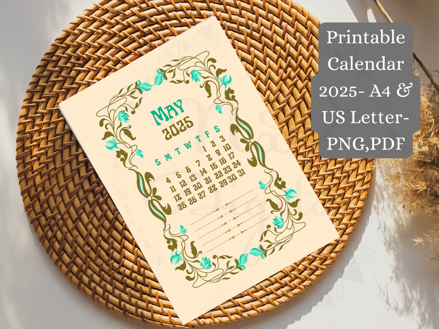 Art Nouveau Floral Calendar 2025