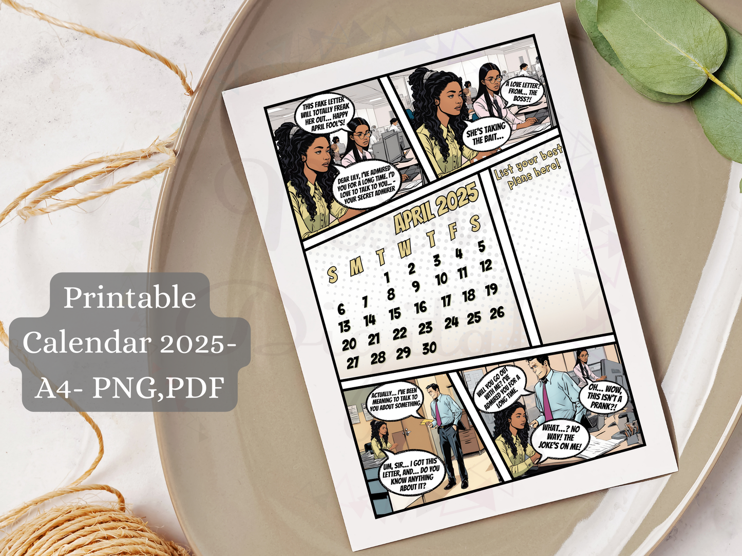 Comic Style Monthly Calendar 2025 Short Stories