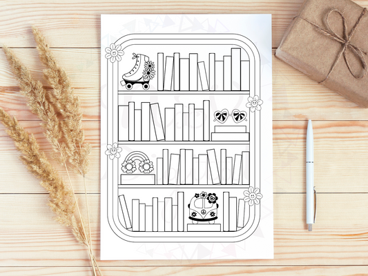 Groovy Bookshelf Template, 50 books Bookshelf Tracker