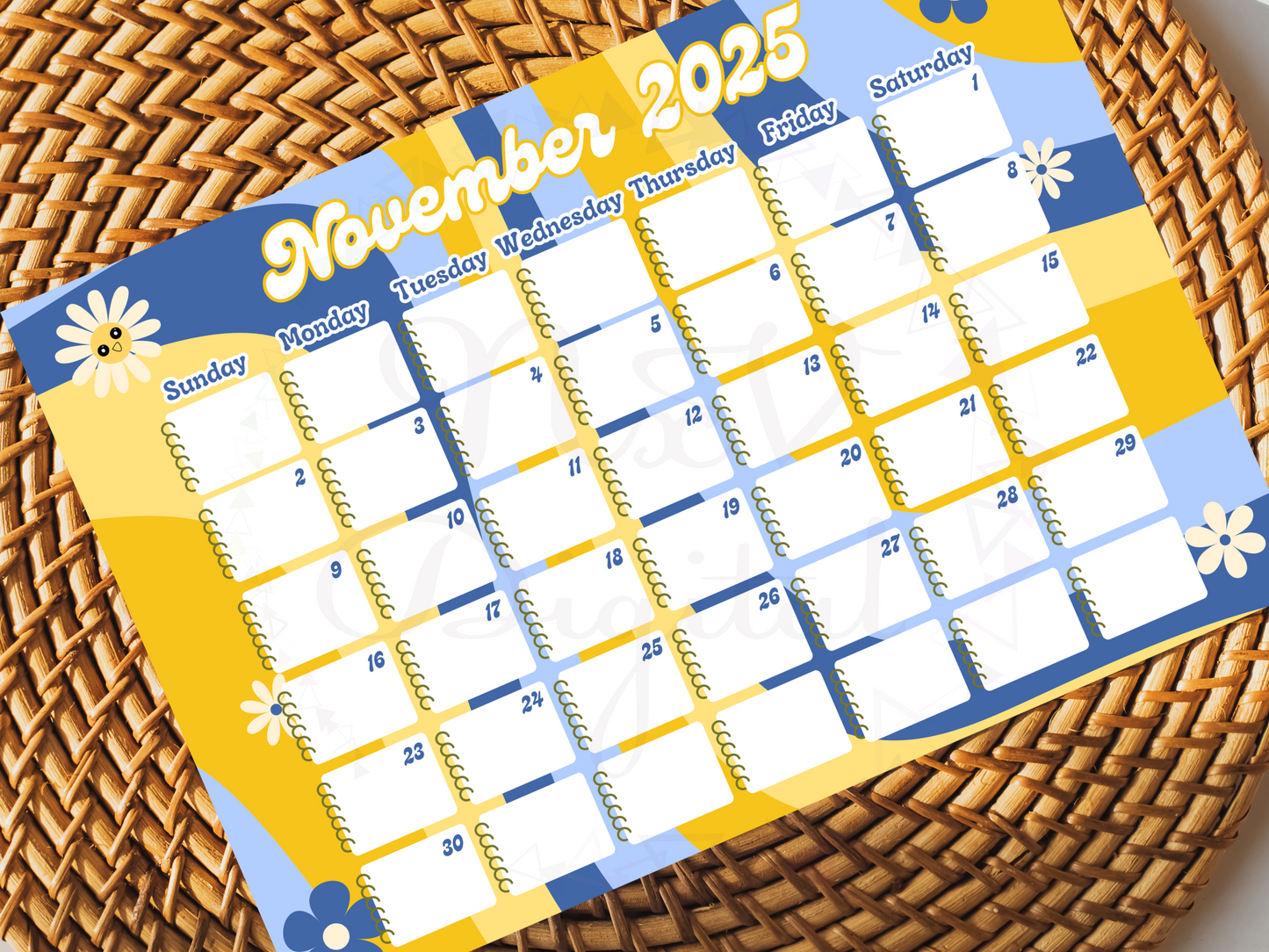 Groovy Floral Monthly Planner Calendar 2025