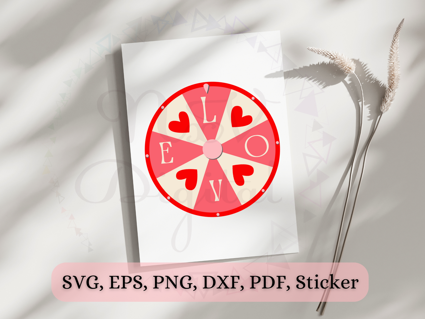 Vintage Love Spin Wheel Valentines Png