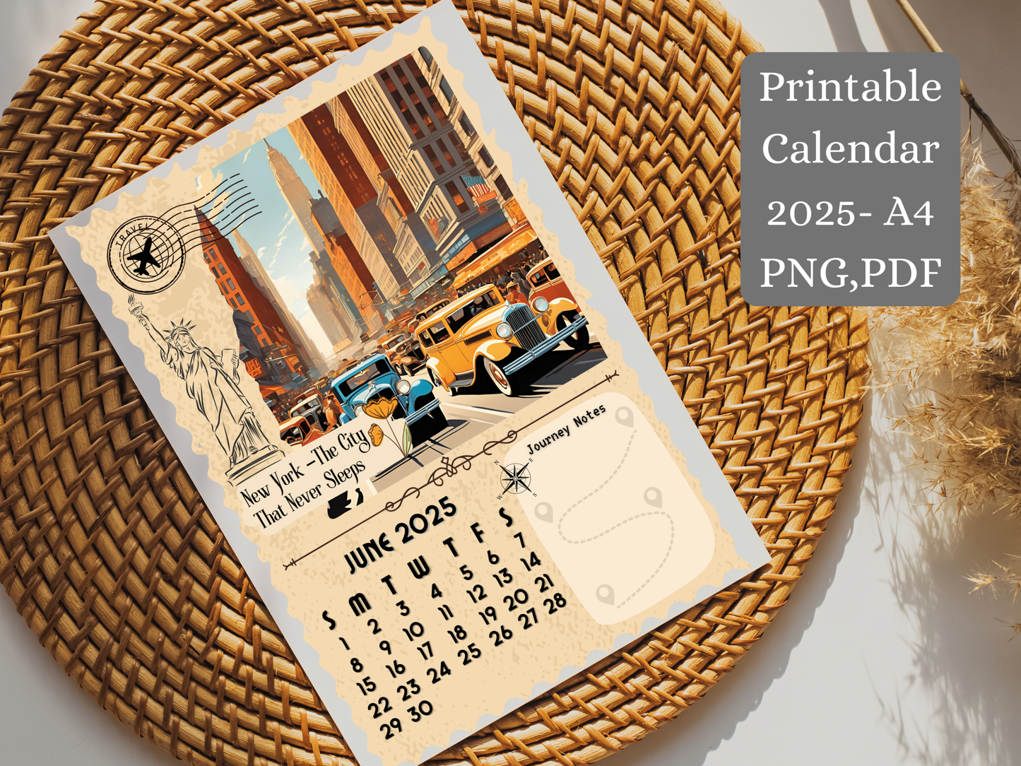 Vintage Travel-Inspired Calendar 2025