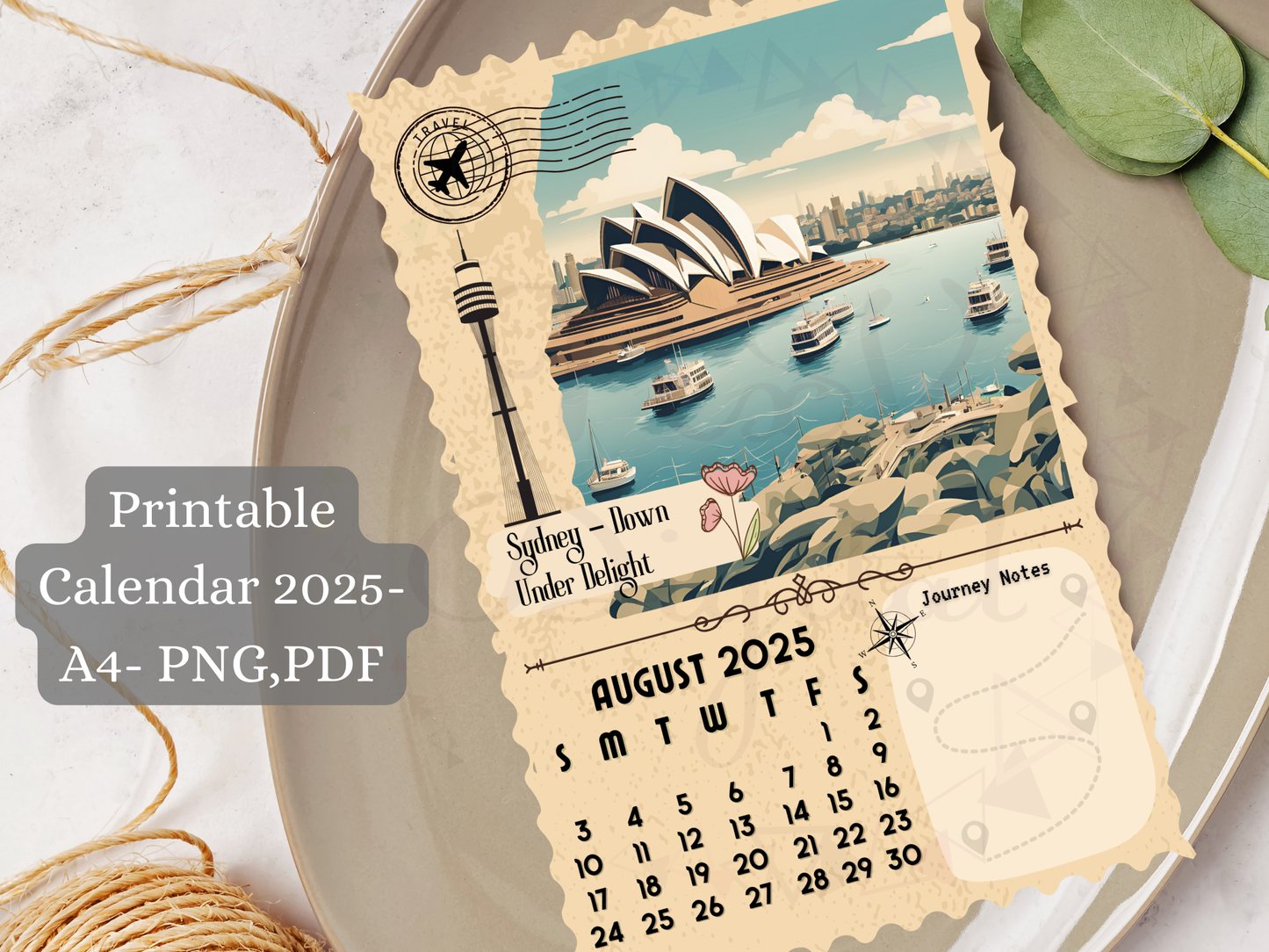 Vintage Travel-Inspired Calendar 2025