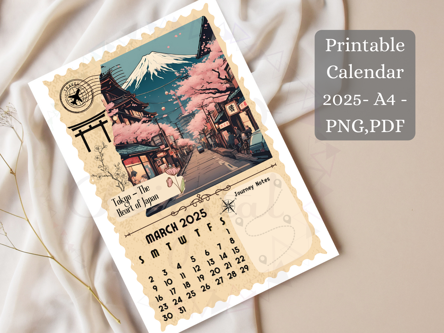 Vintage Travel-Inspired Calendar 2025