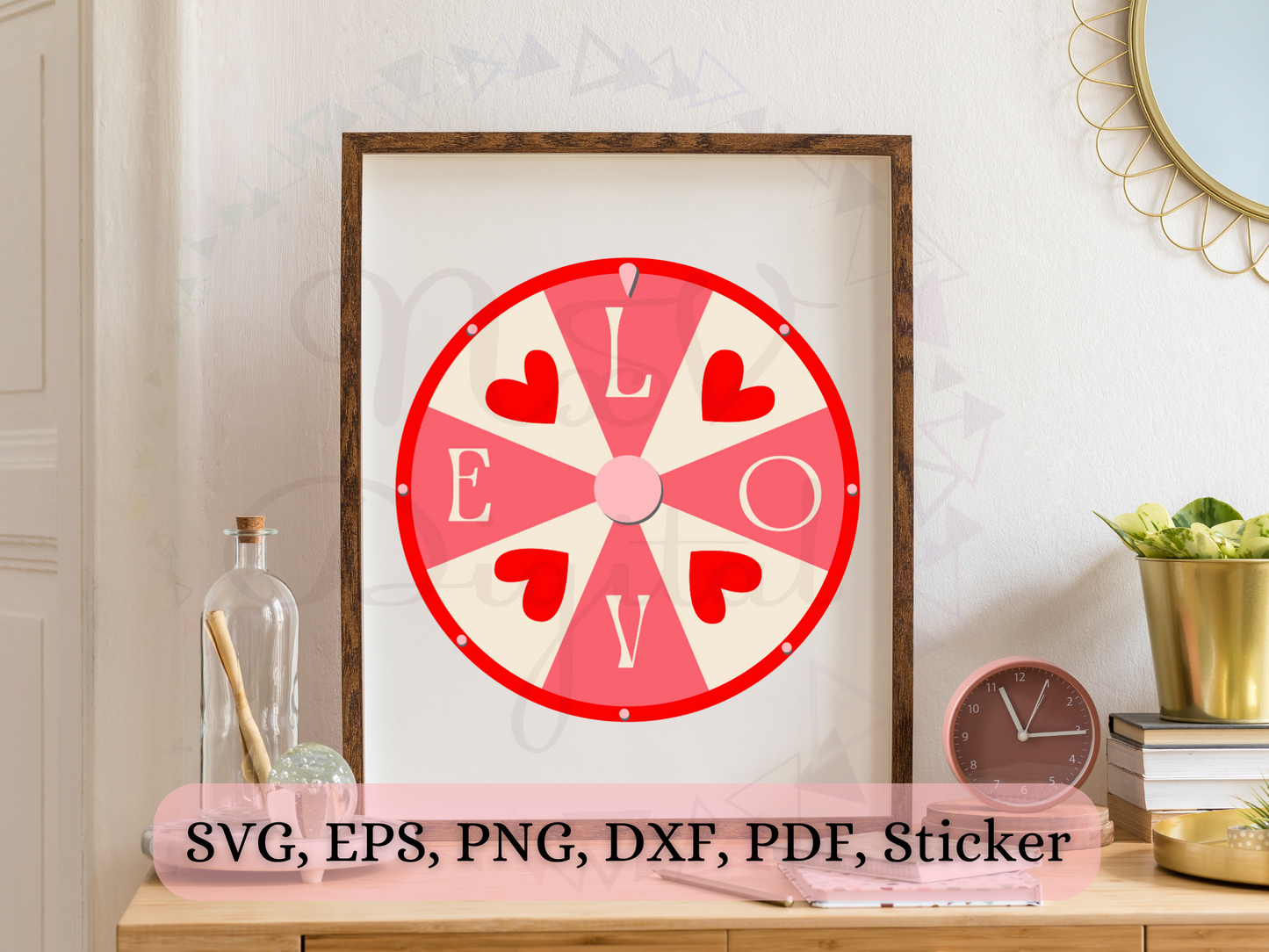 Vintage Love Spin Wheel Valentines Png