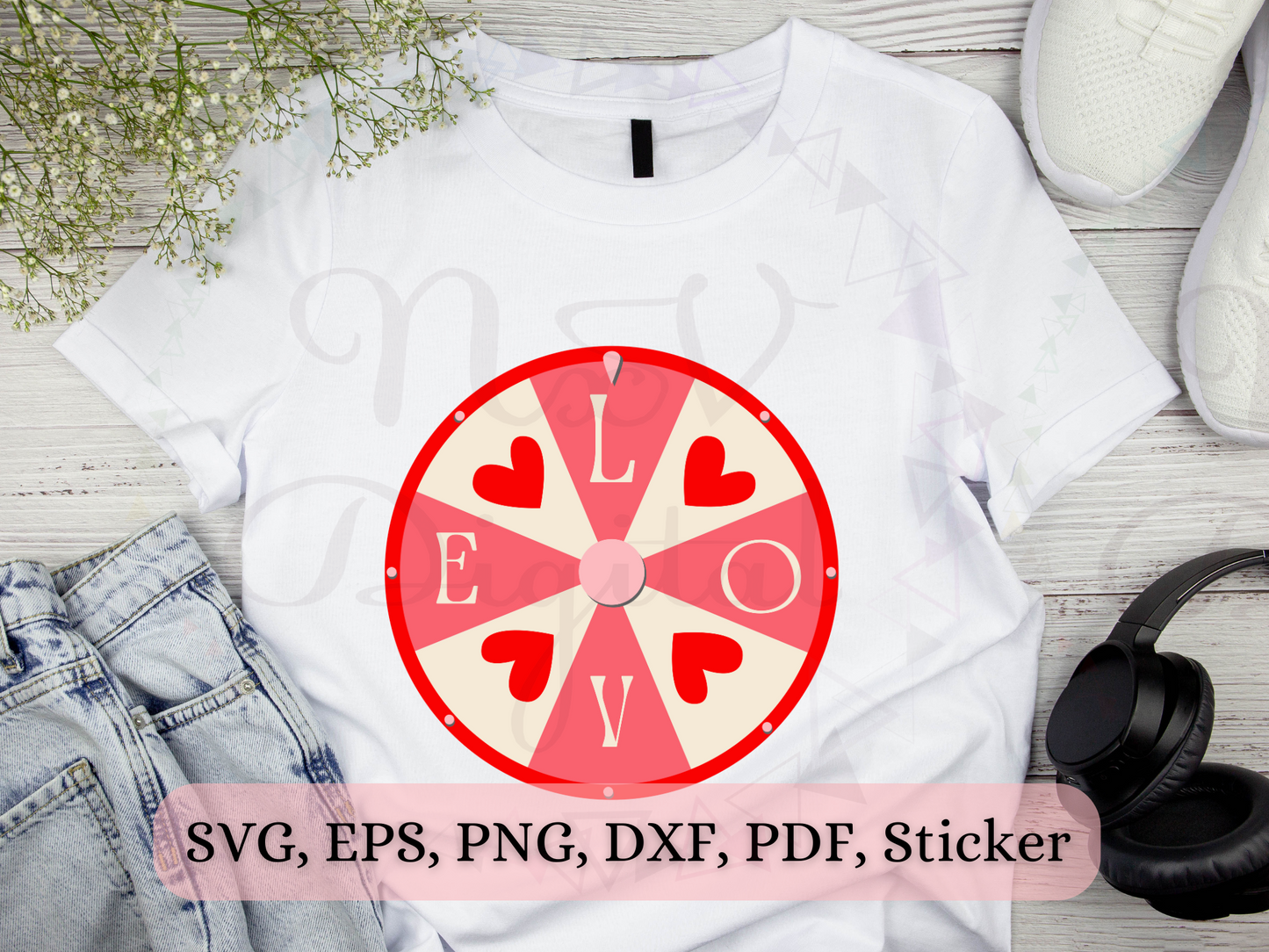 Vintage Love Spin Wheel Valentines Png